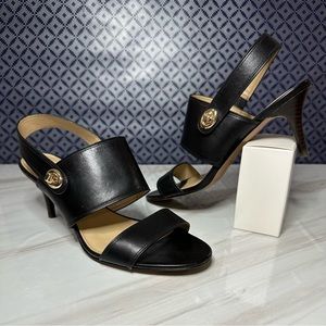 Coach Black Sandal Pumps with Side Turn-Lock Feature